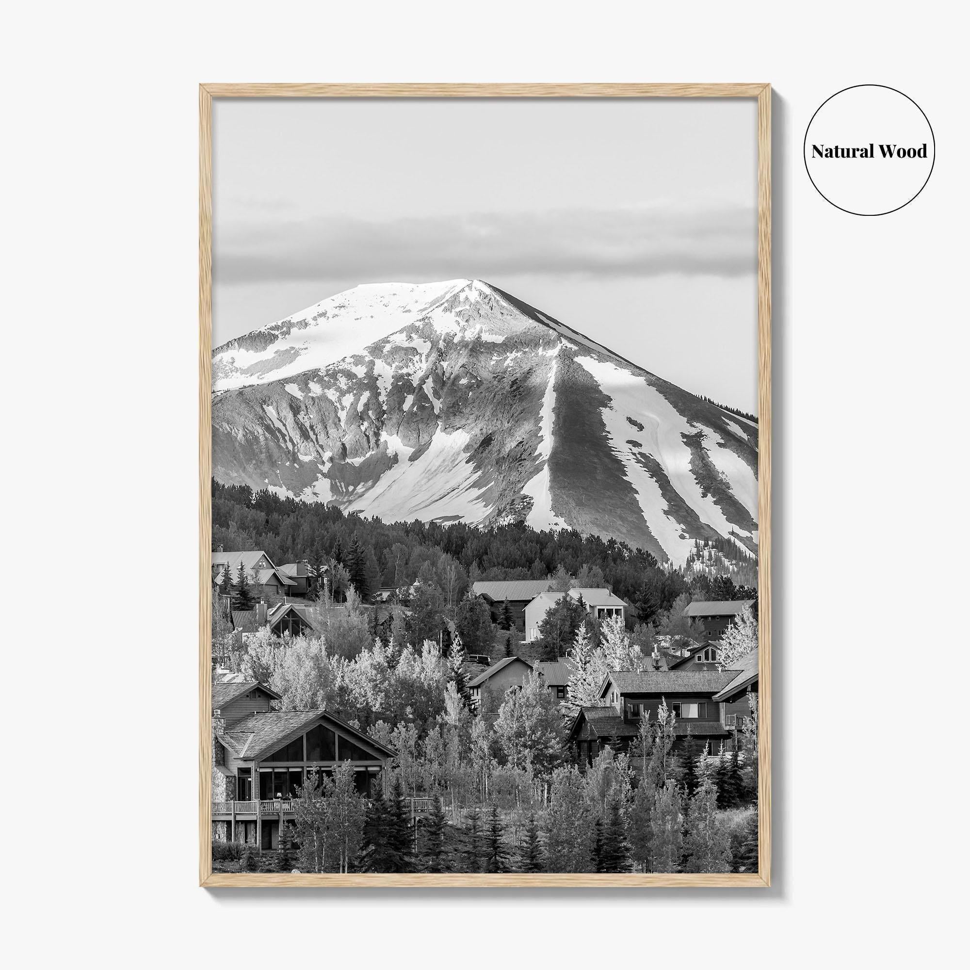 Mount Crested Butte Black and White Fine Art Photo Print, Colorado Poster