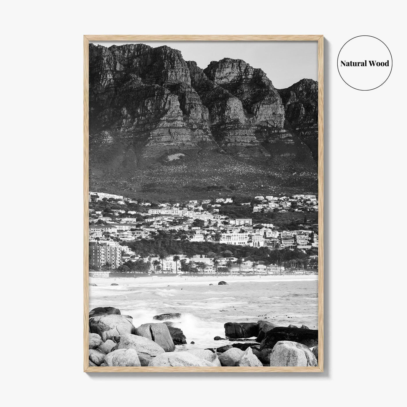 Cape Town Black and White Fine Art Photo Print, Camps Bay South Africa Poster