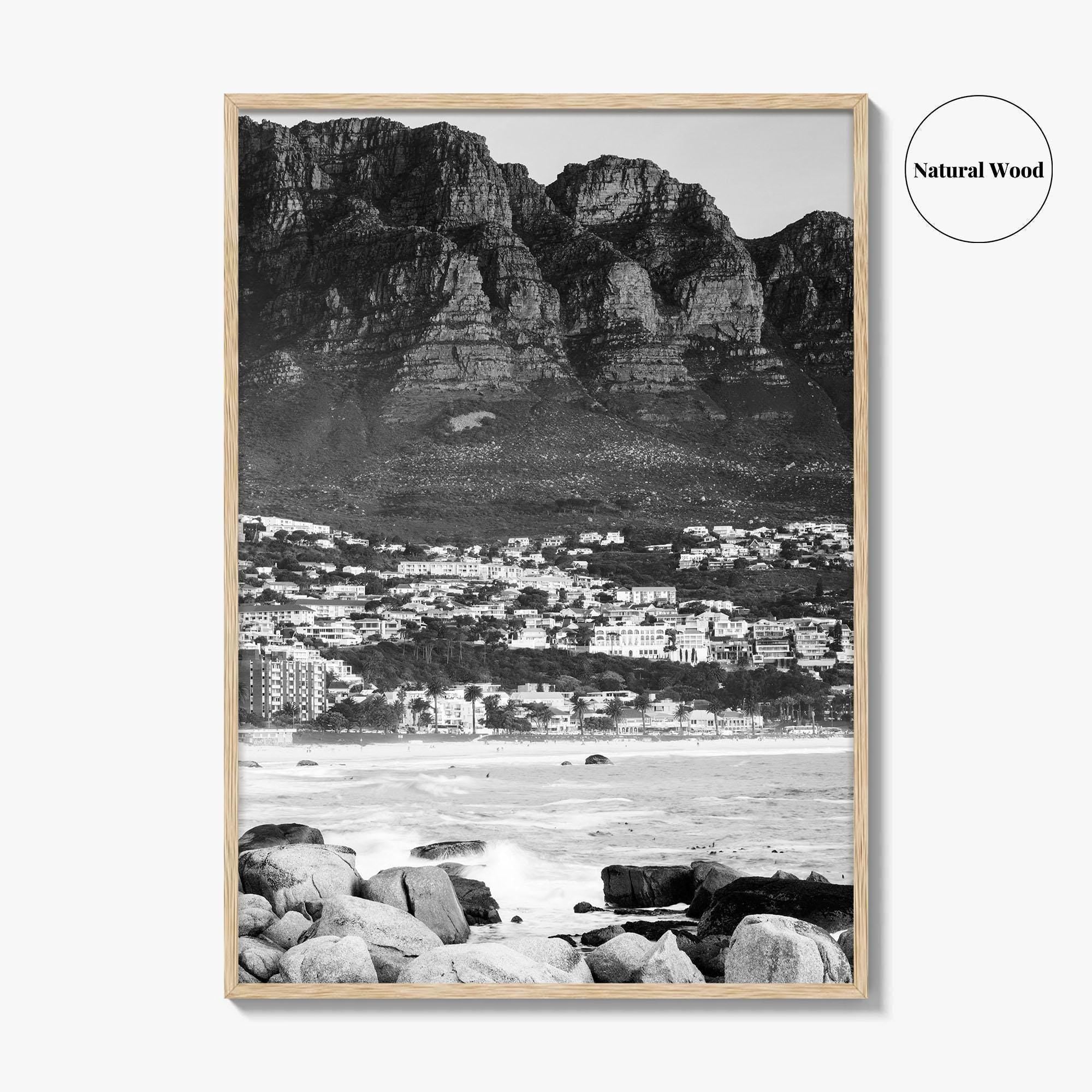 Cape Town Black and White Fine Art Photo Print, Camps Bay South Africa Poster