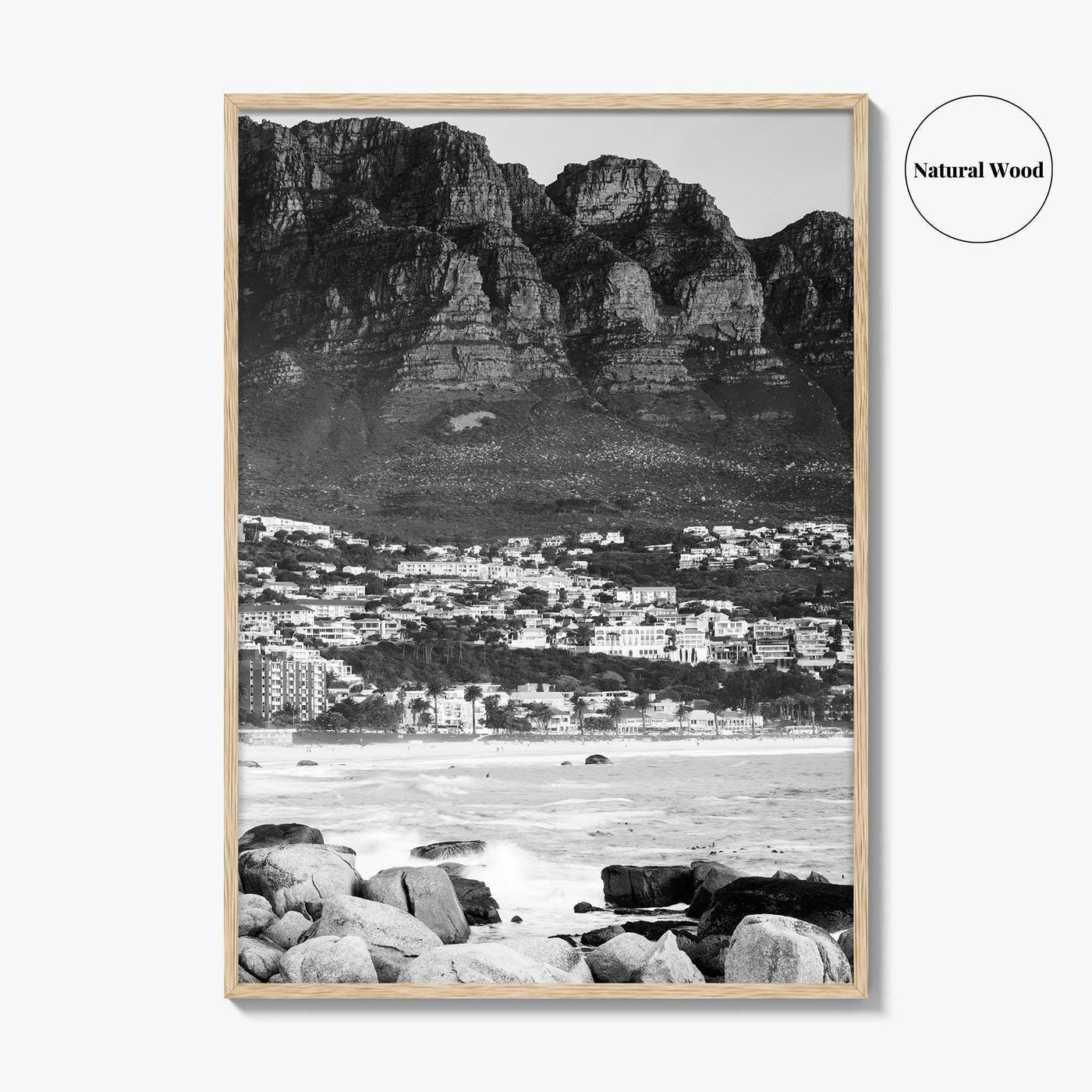Cape Town Black and White Fine Art Photo Print, Camps Bay South Africa Poster