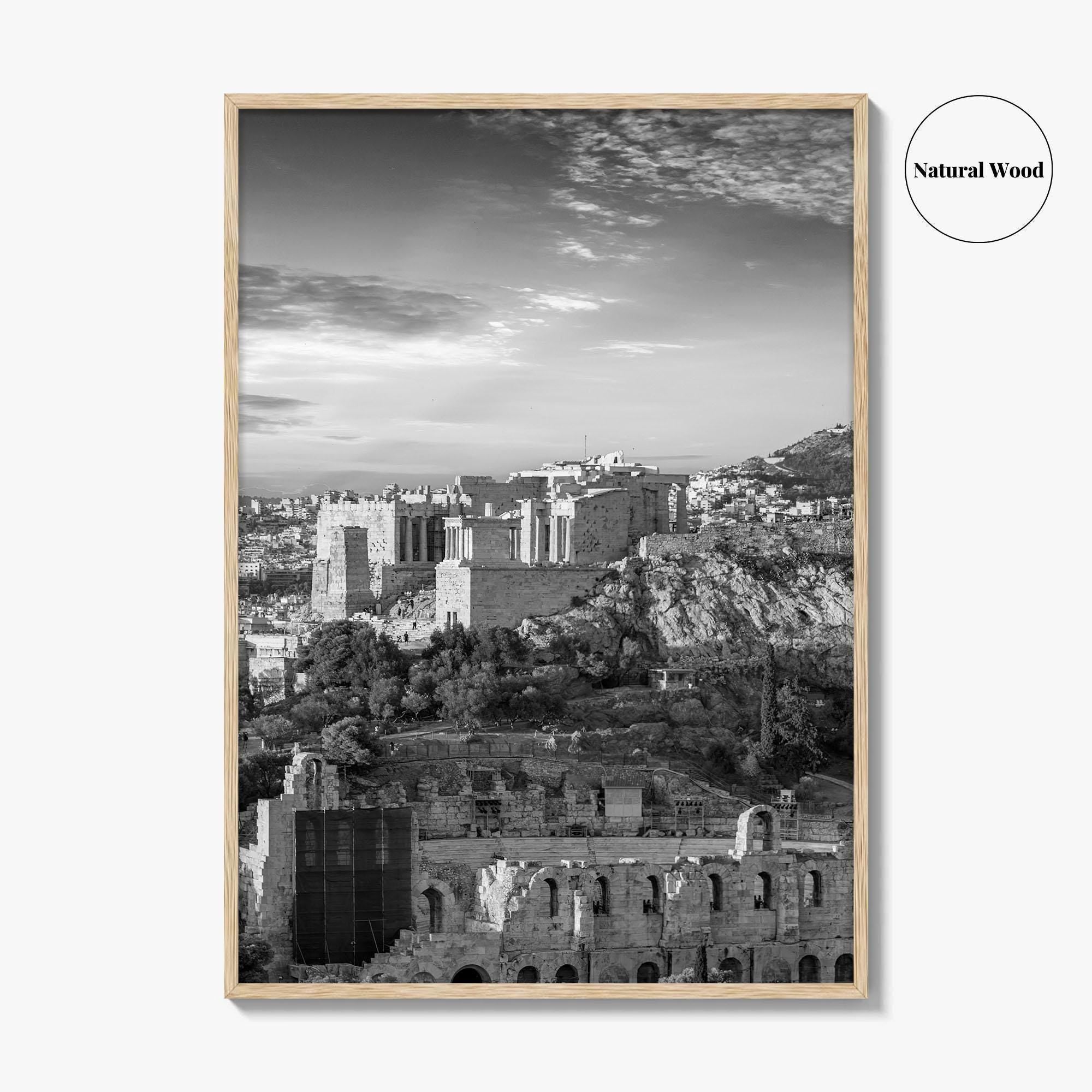 Athens Black and White Fine Art Photo Print, Acropolis Parthenon, Greece Wall Decor Poster