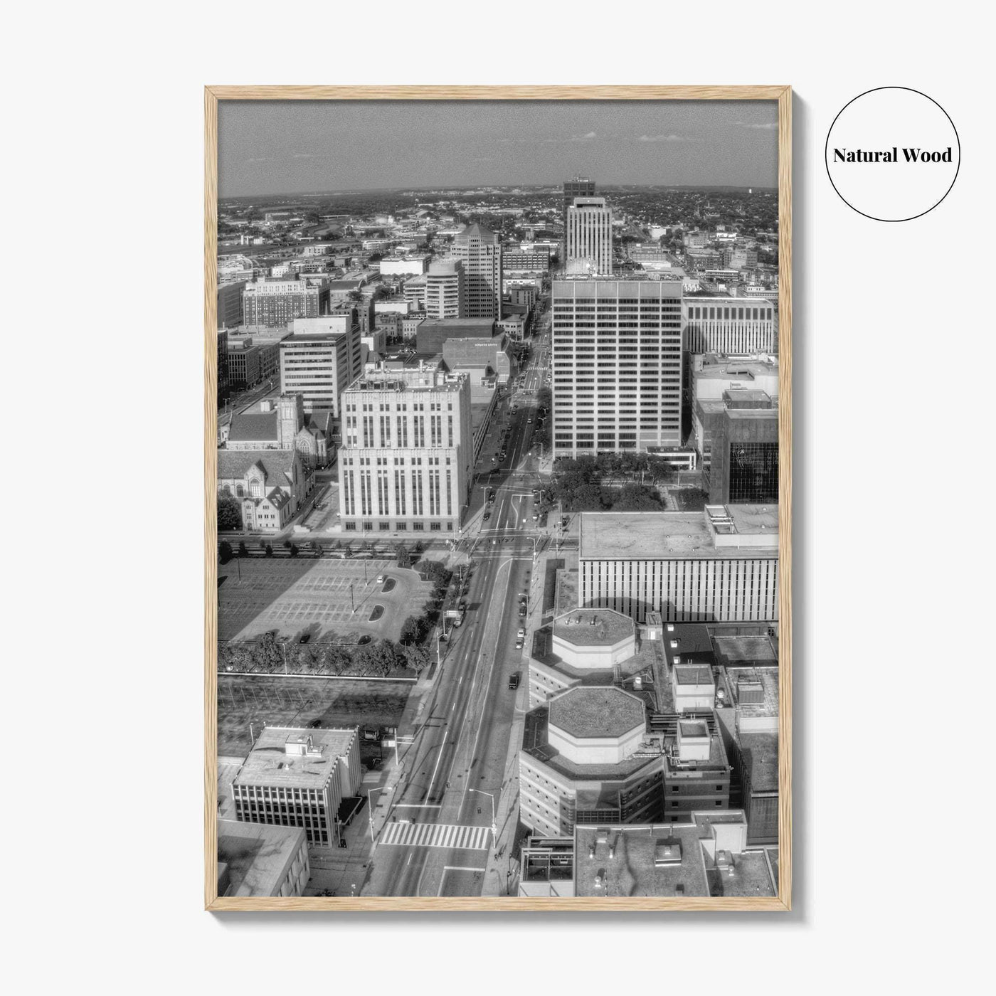 Dayton Skyline Black and White Fine Art Photo Print, Ohio, USA, Wall Decor, Poster