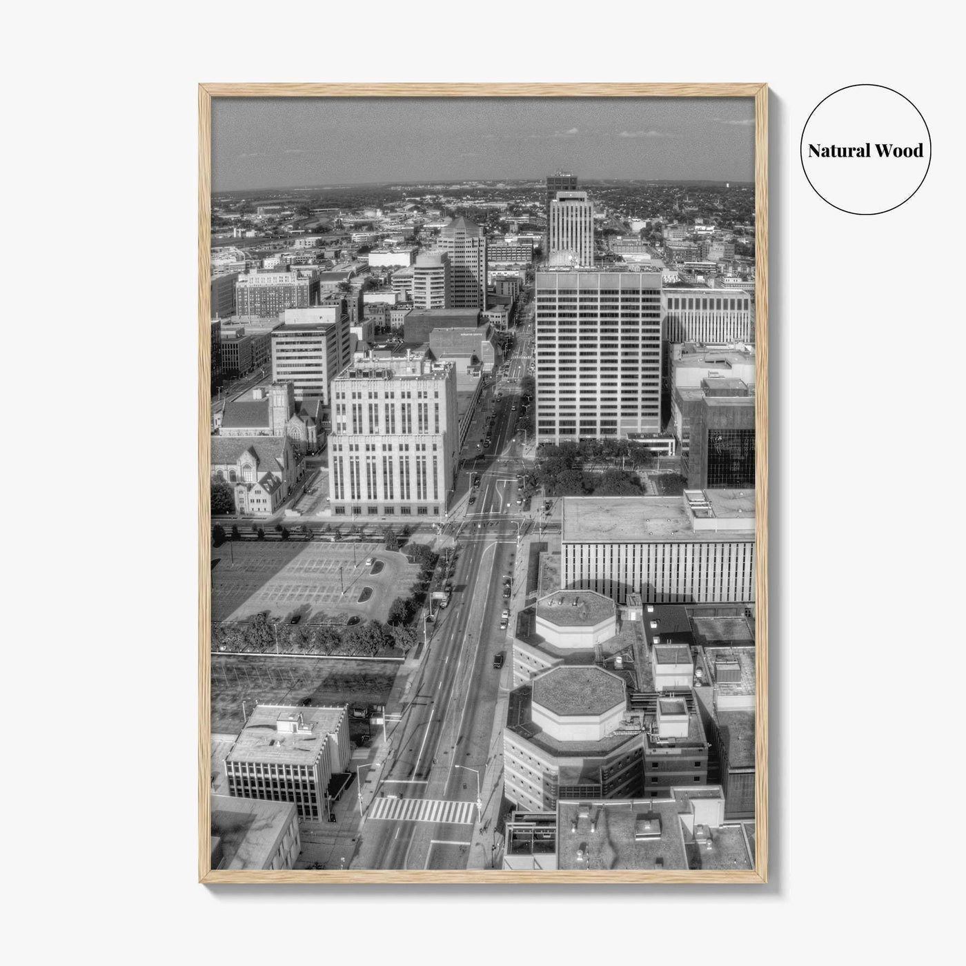 Dayton Skyline Black and White Fine Art Photo Print, Ohio, USA, Wall Decor, Poster