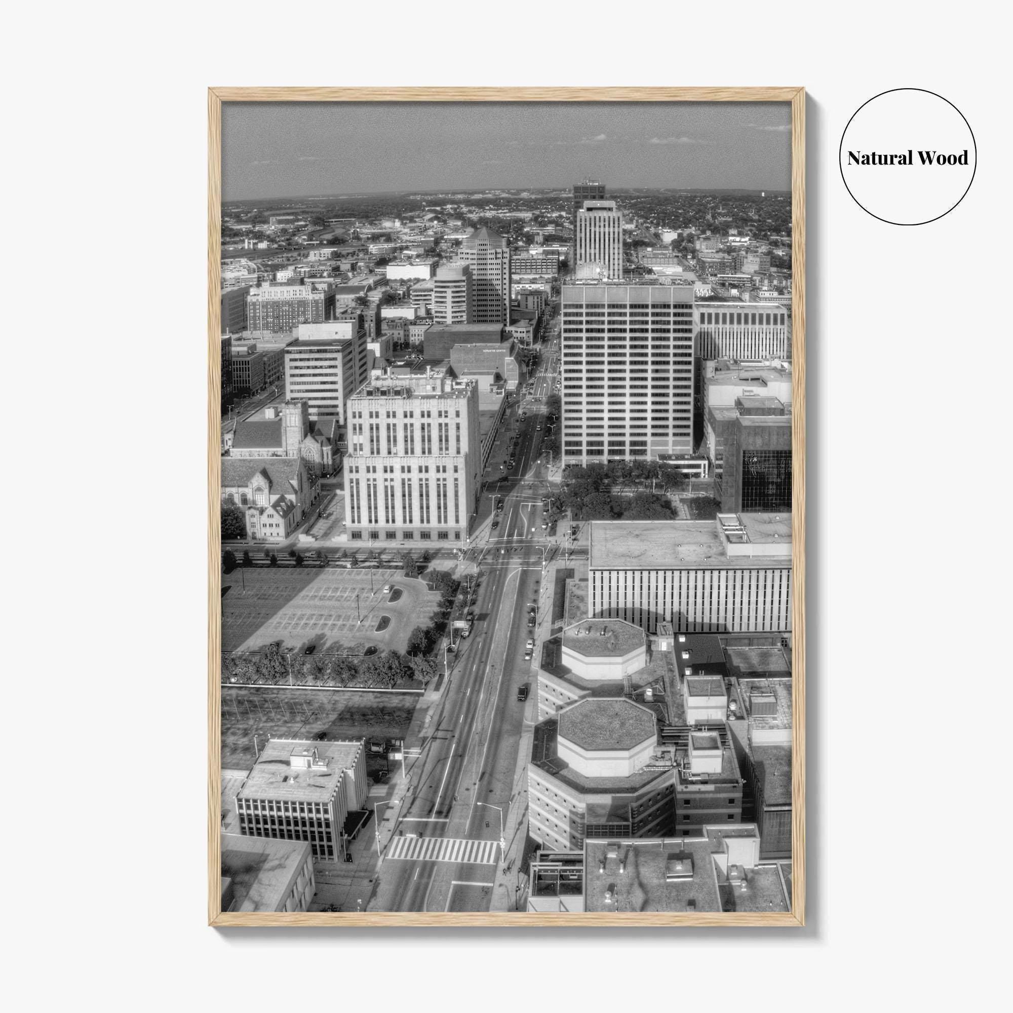 Dayton Skyline Black and White Fine Art Photo Print, Ohio, USA, Wall Decor, Poster