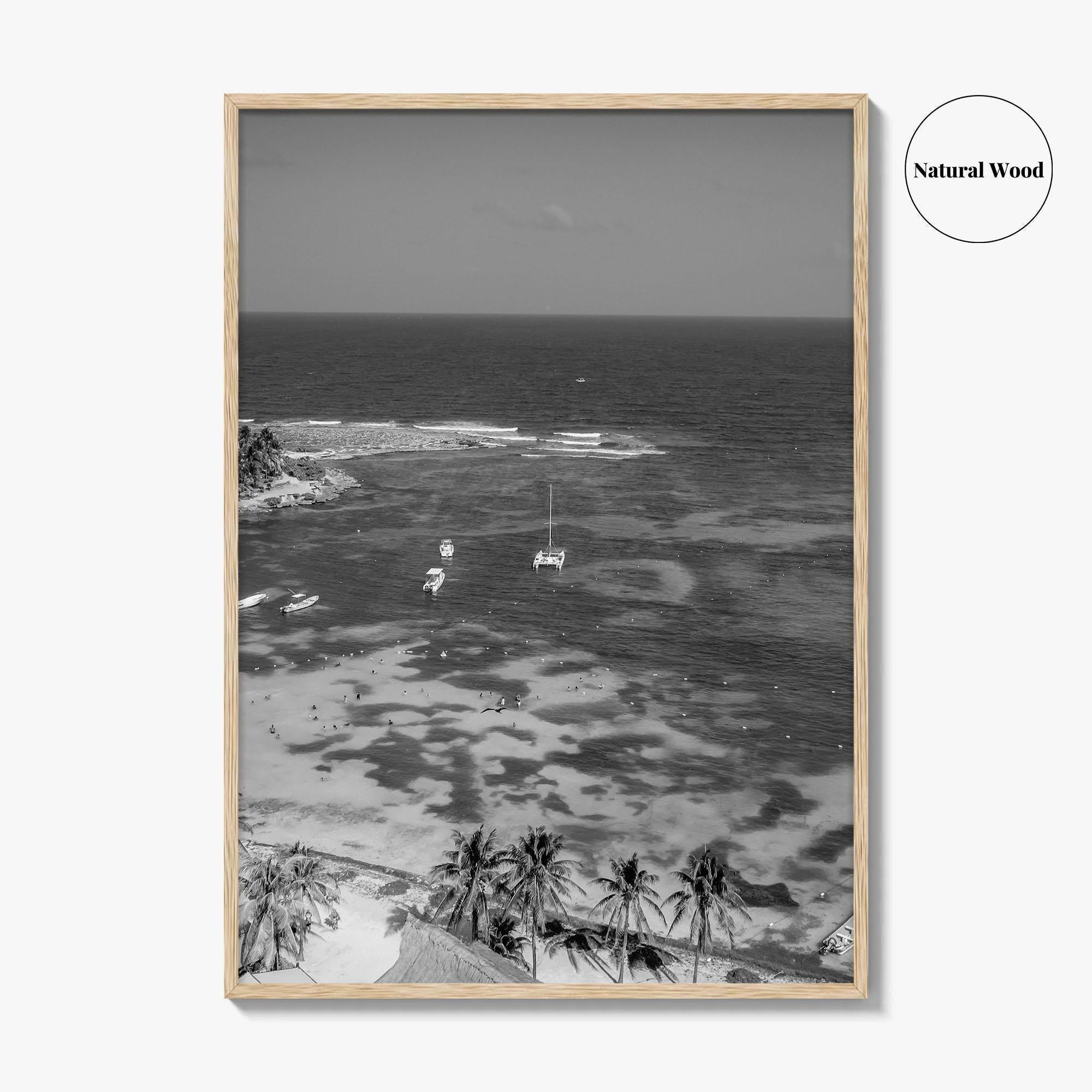 Akumal Black and White Fine Art Photo Print, Quintana Roo Riviera Maya Mexico Poster