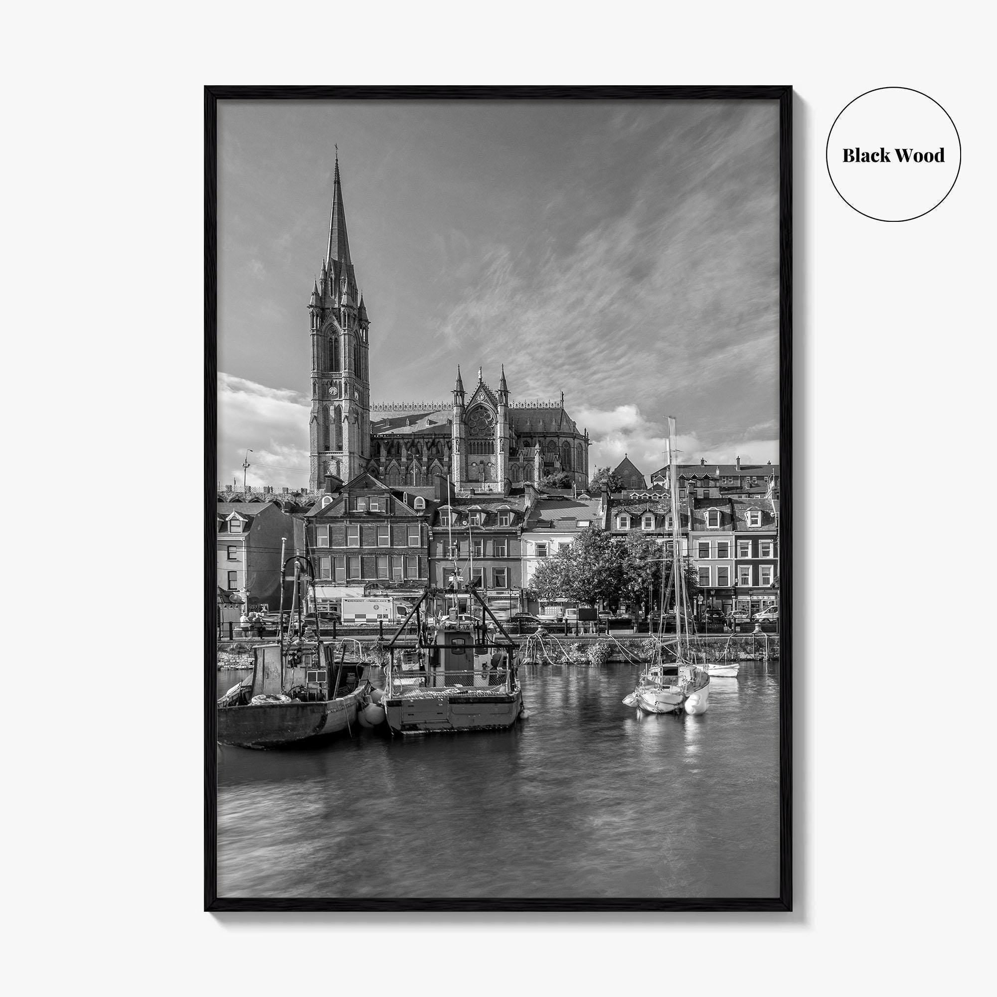Cork Black and White Fine Art Photo Print, Cobh Cathedral Ireland Poster