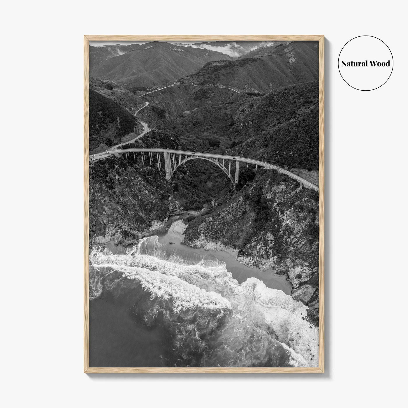 Big Sur Black and White Fine Art Photo Print, Bixby Creek Bridge, California Poster