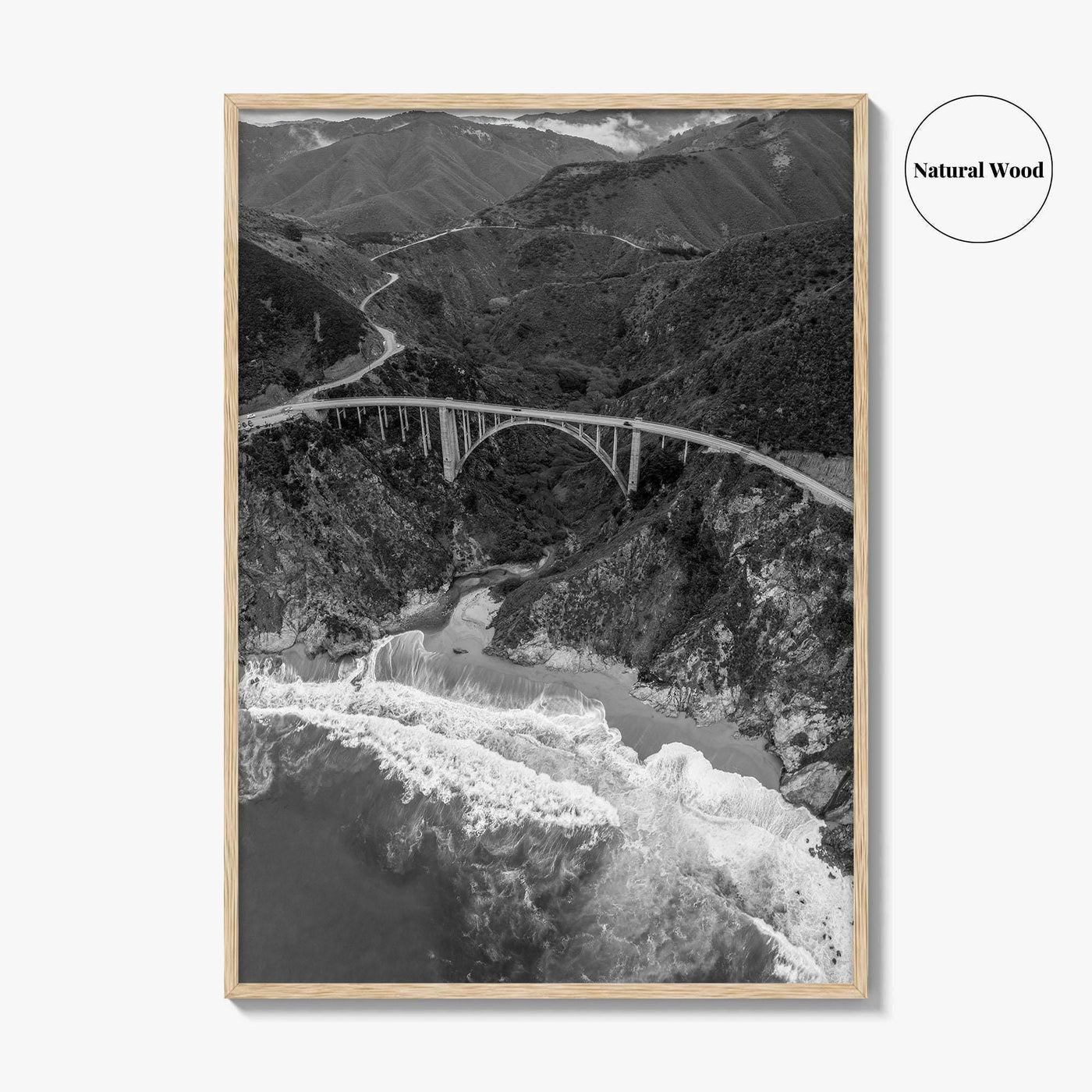 Big Sur Black and White Fine Art Photo Print, Bixby Creek Bridge, California Poster