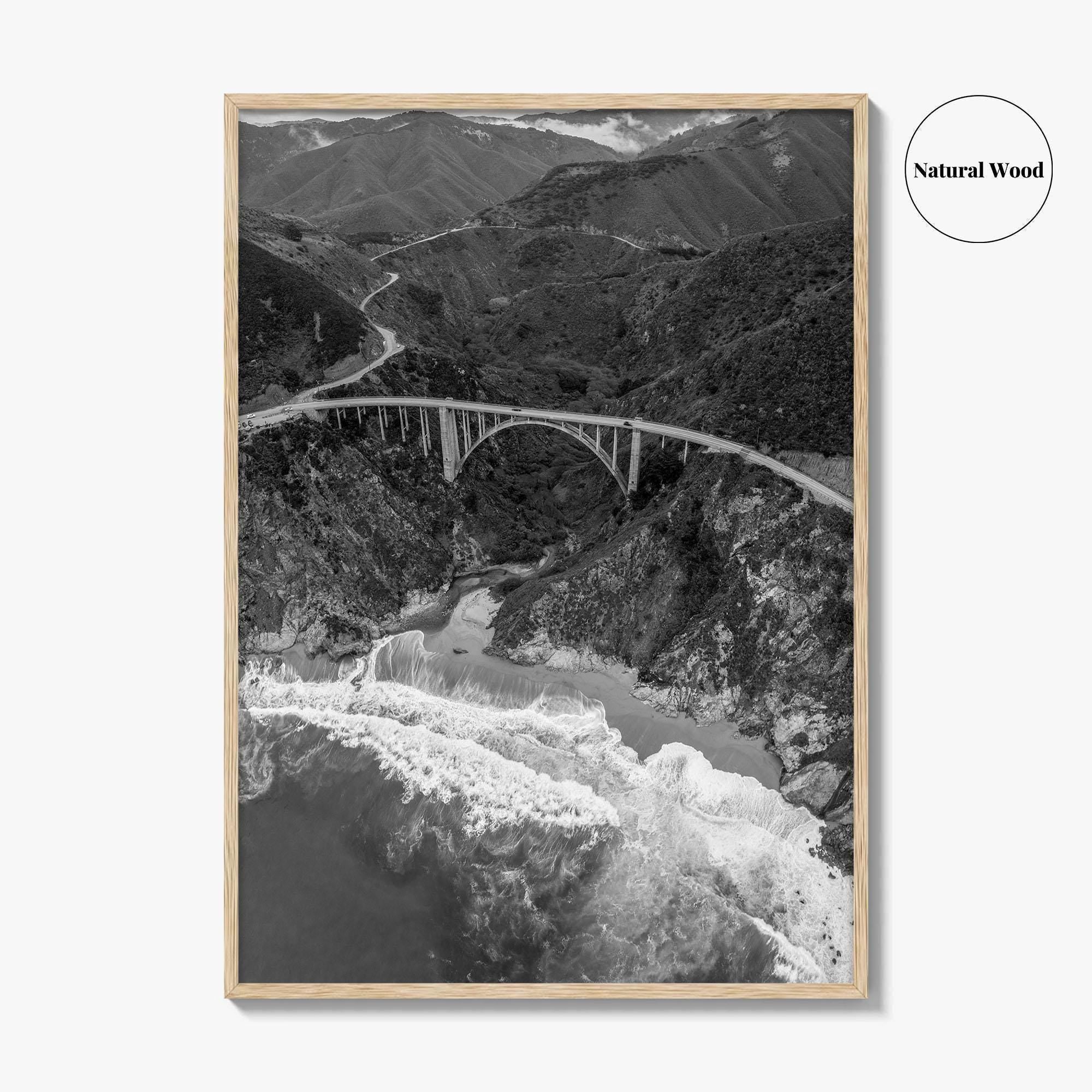 Big Sur Black and White Fine Art Photo Print, Bixby Creek Bridge, California Poster