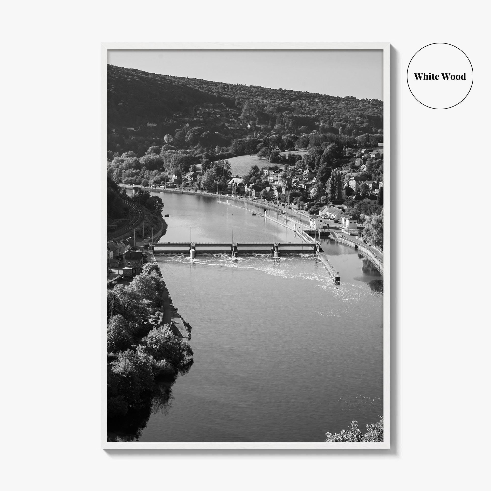 Ardennes Black and White Fine Art Photo Print, River Meuse Dinant Namur Poster