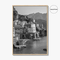 Amalfi Coast Black and White Fine Art Photo Print, Atrani, Naples Italy, Wall Poster
