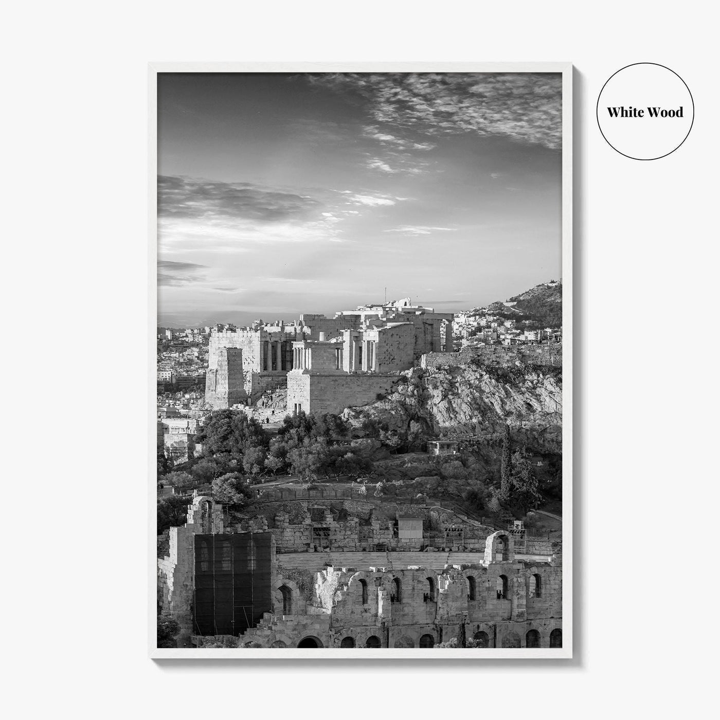 Athens Black and White Fine Art Photo Print, Acropolis Parthenon, Greece Wall Decor Poster