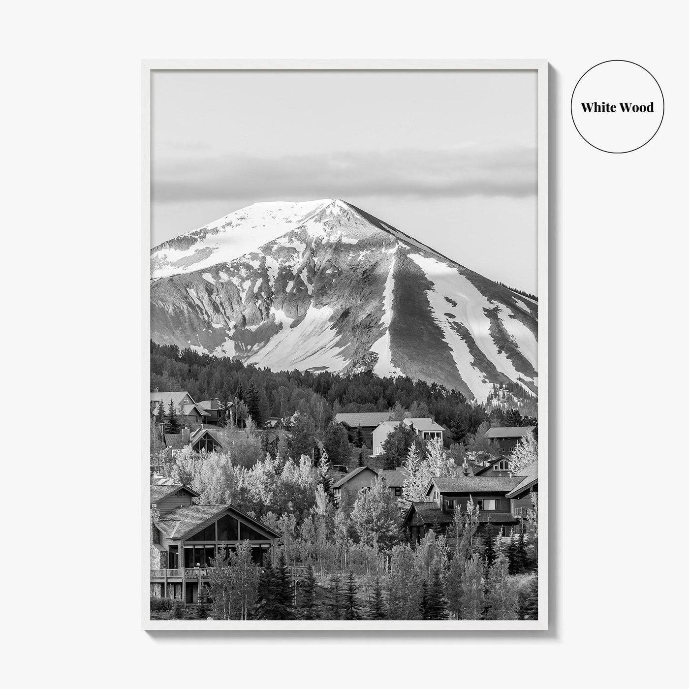 Mount Crested Butte Black and White Fine Art Photo Print, Colorado Poster