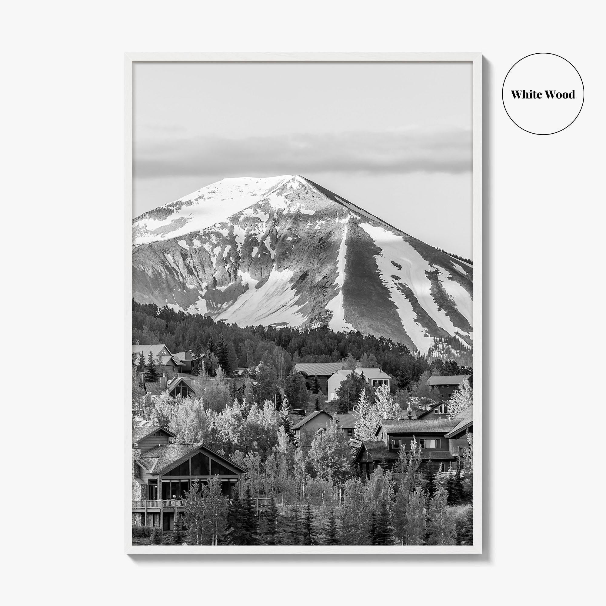 Mount Crested Butte Black and White Fine Art Photo Print, Colorado Poster