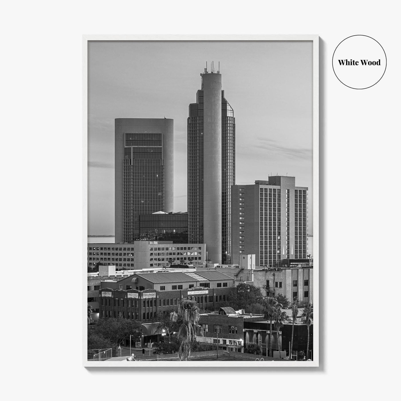 Corpus Christi Skyline Black and White Fine Art Photo Print, Texas Poster, USA Poster