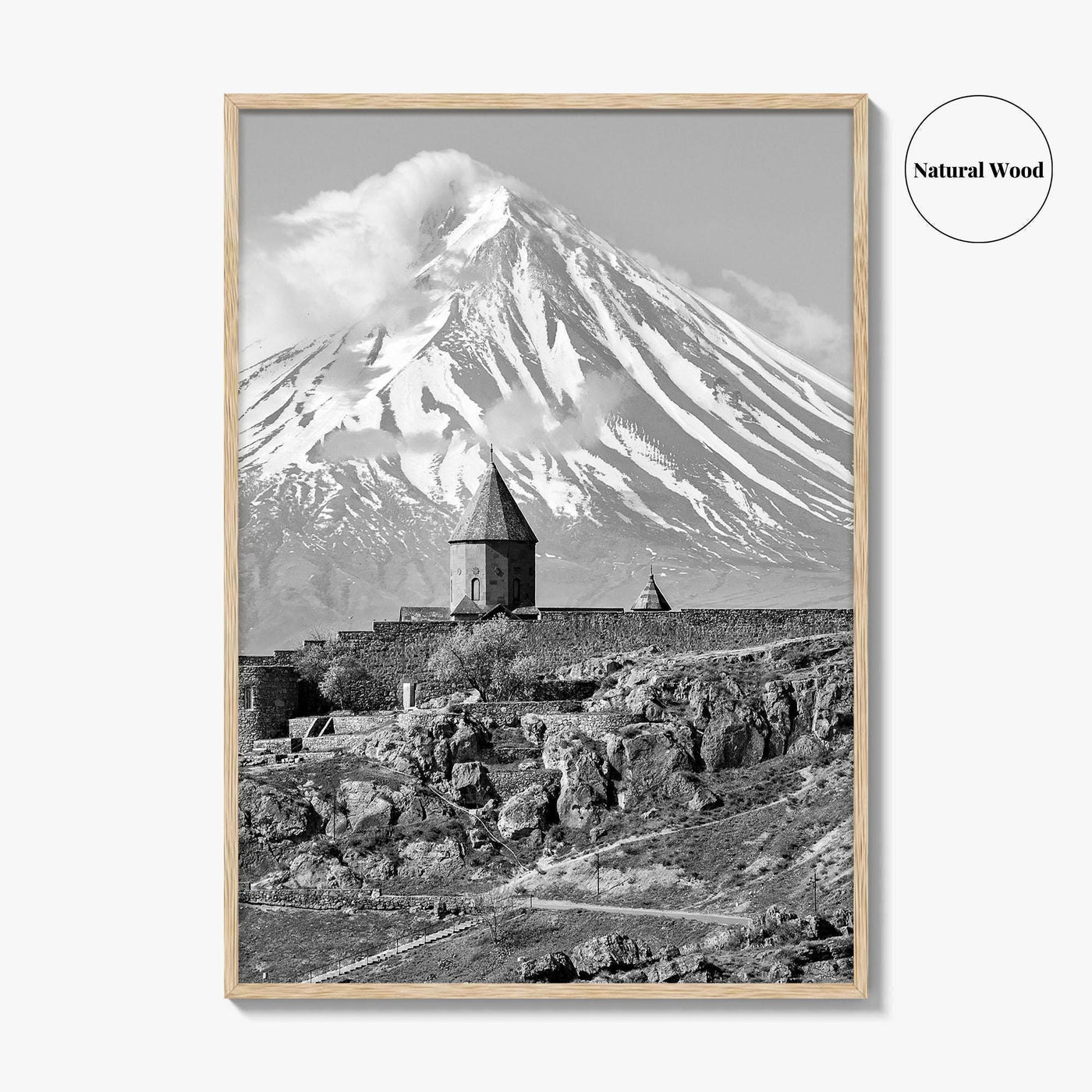 Armenia Black and White Fine Art Photo Print, Khor Virap Monastery, Mount Ararat Poster