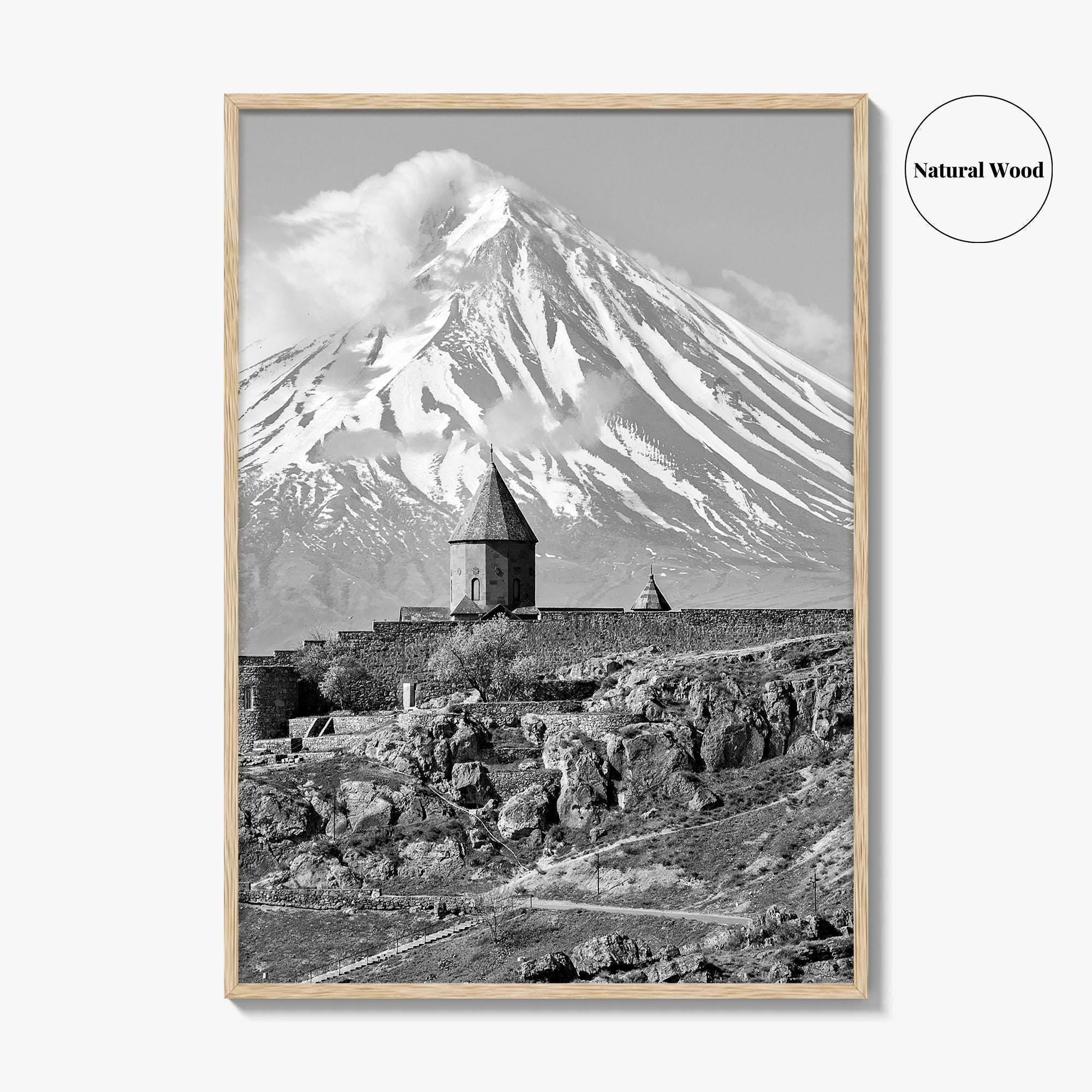 Armenia Black and White Fine Art Photo Print, Khor Virap Monastery, Mount Ararat Poster