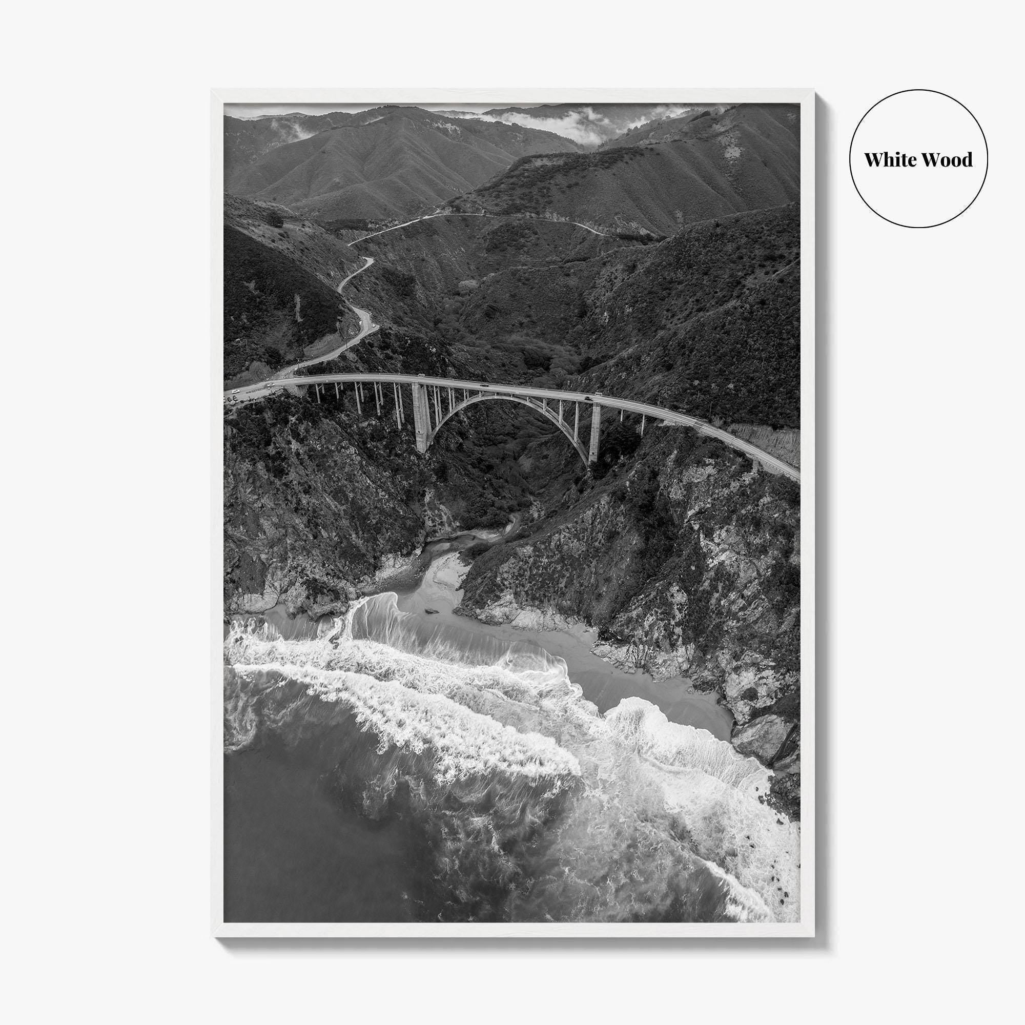 Big Sur Black and White Fine Art Photo Print, Bixby Creek Bridge, California Poster