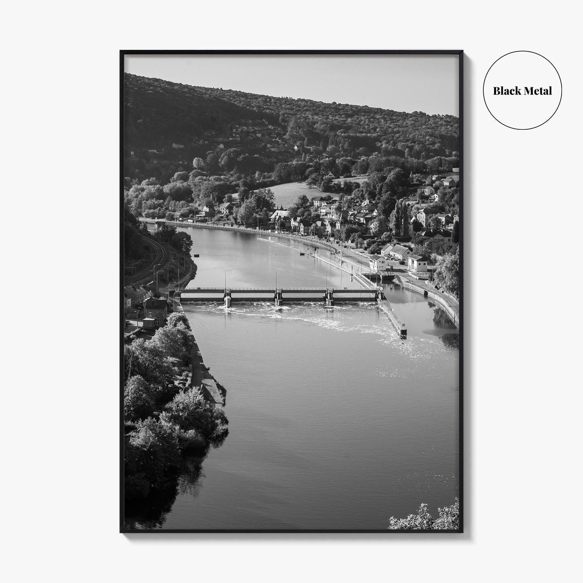 Ardennes Black and White Fine Art Photo Print, River Meuse Dinant Namur Poster
