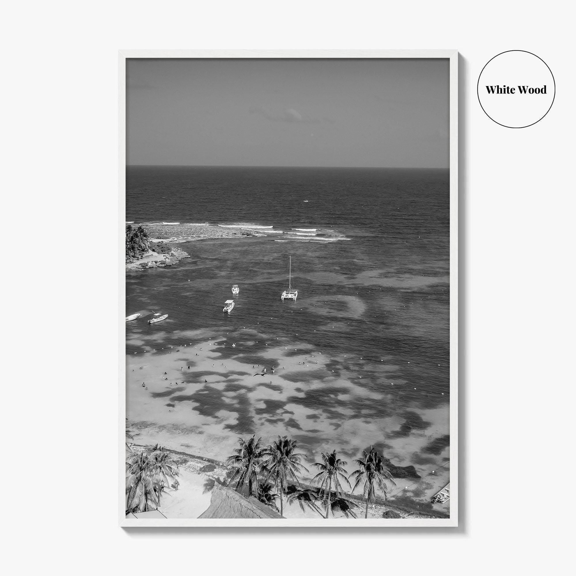 Akumal Black and White Fine Art Photo Print, Quintana Roo Riviera Maya Mexico Poster