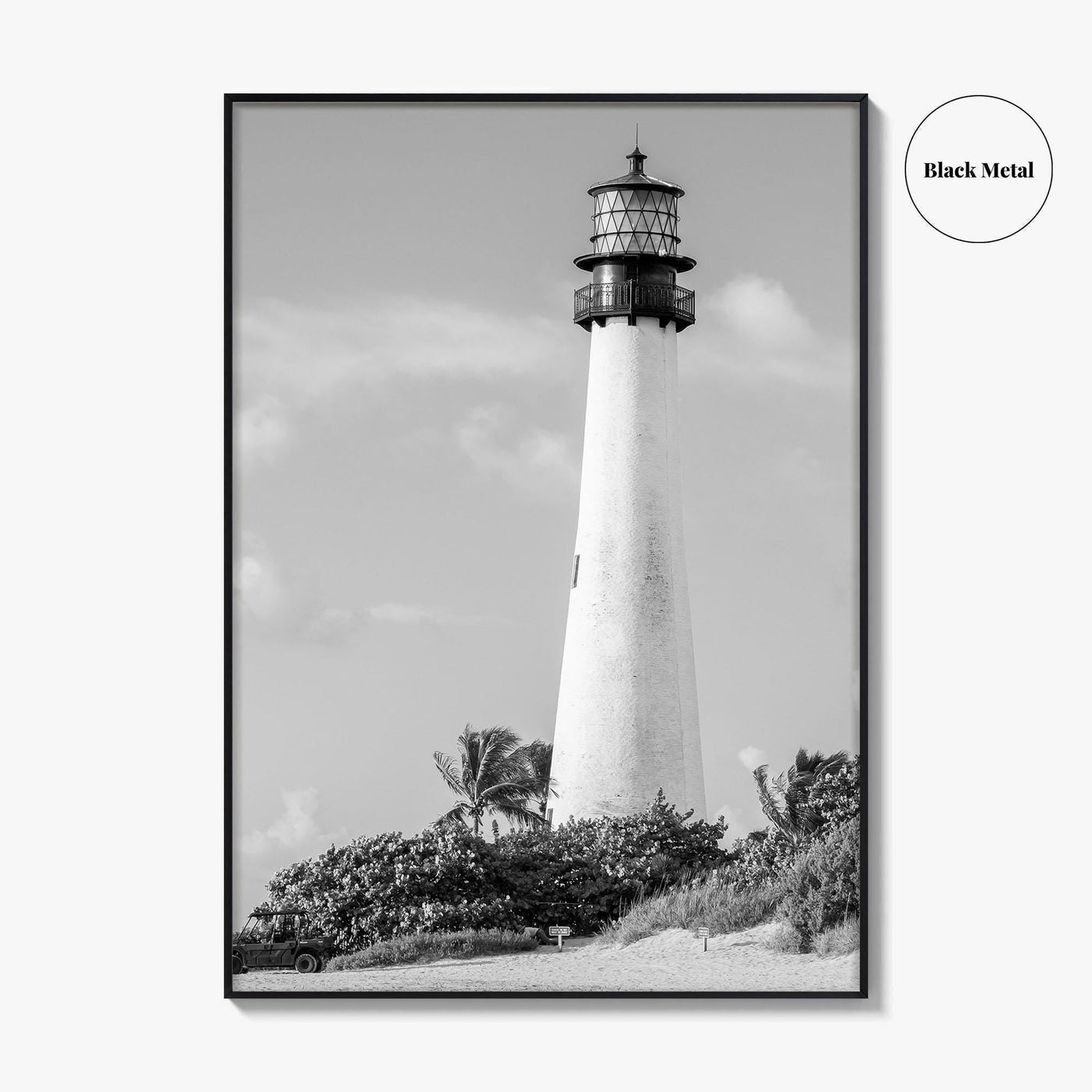 Cape Florida Lighthouse Black and White Fine Art Photo Print, Key Biscayne Miami Poster