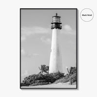 Cape Florida Lighthouse Black and White Fine Art Photo Print, Key Biscayne Miami Poster