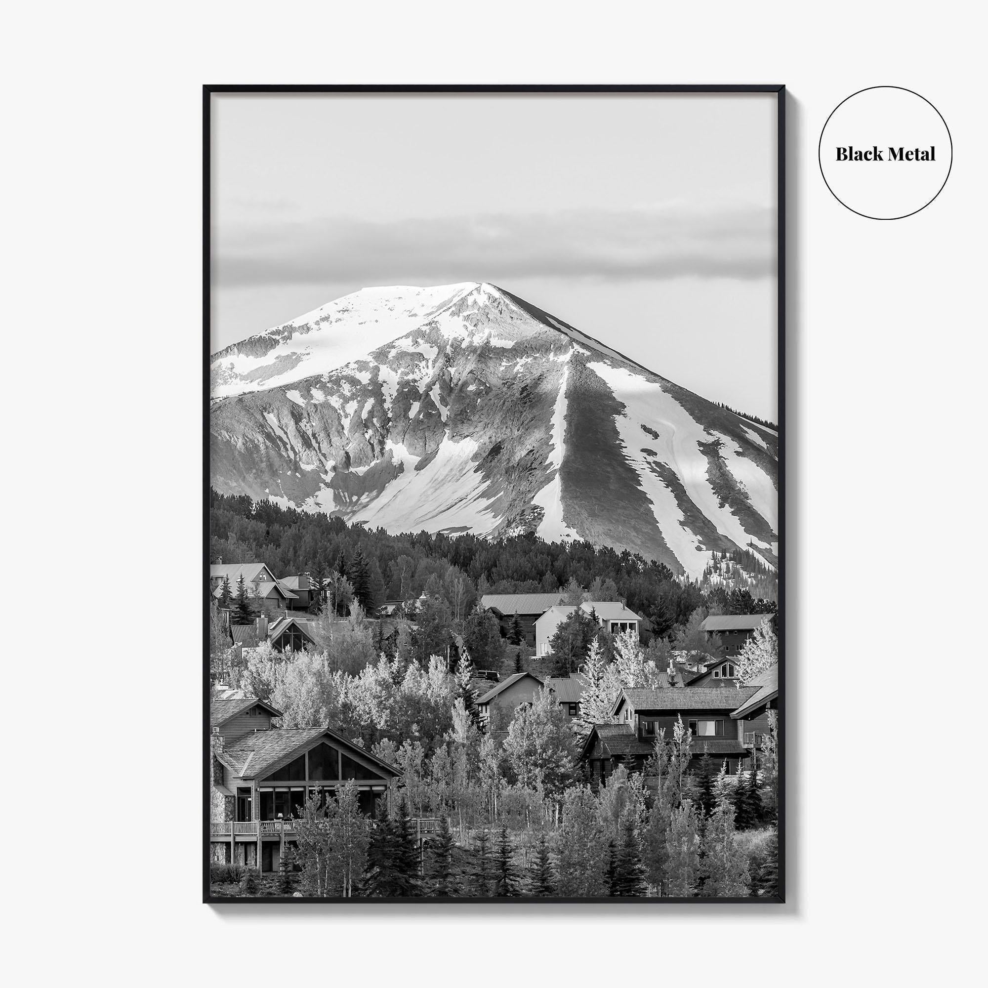 Mount Crested Butte Black and White Fine Art Photo Print, Colorado Poster