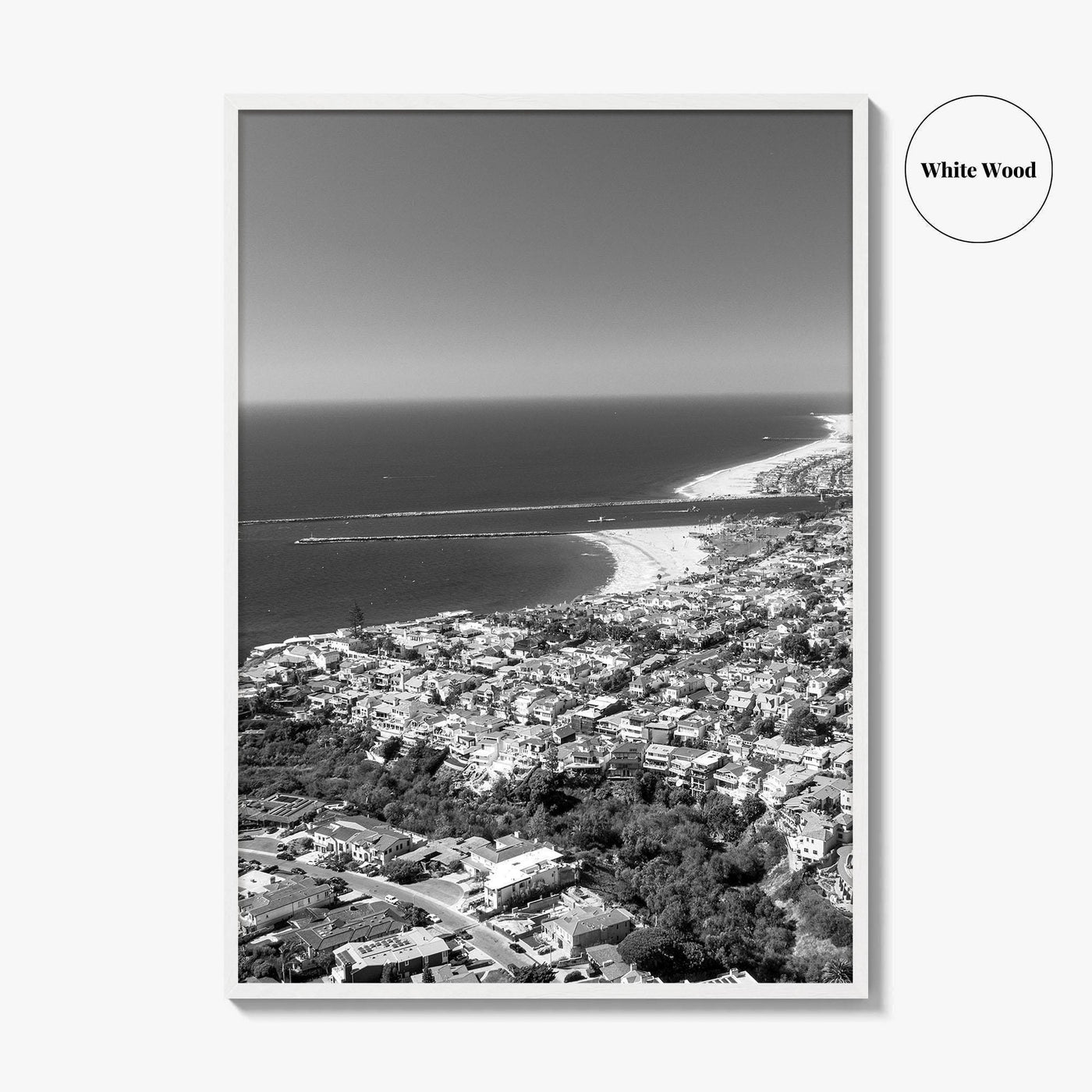 Corona Del Mar Black and White Fine Art Photo Print, Newport Beach California, Aerial