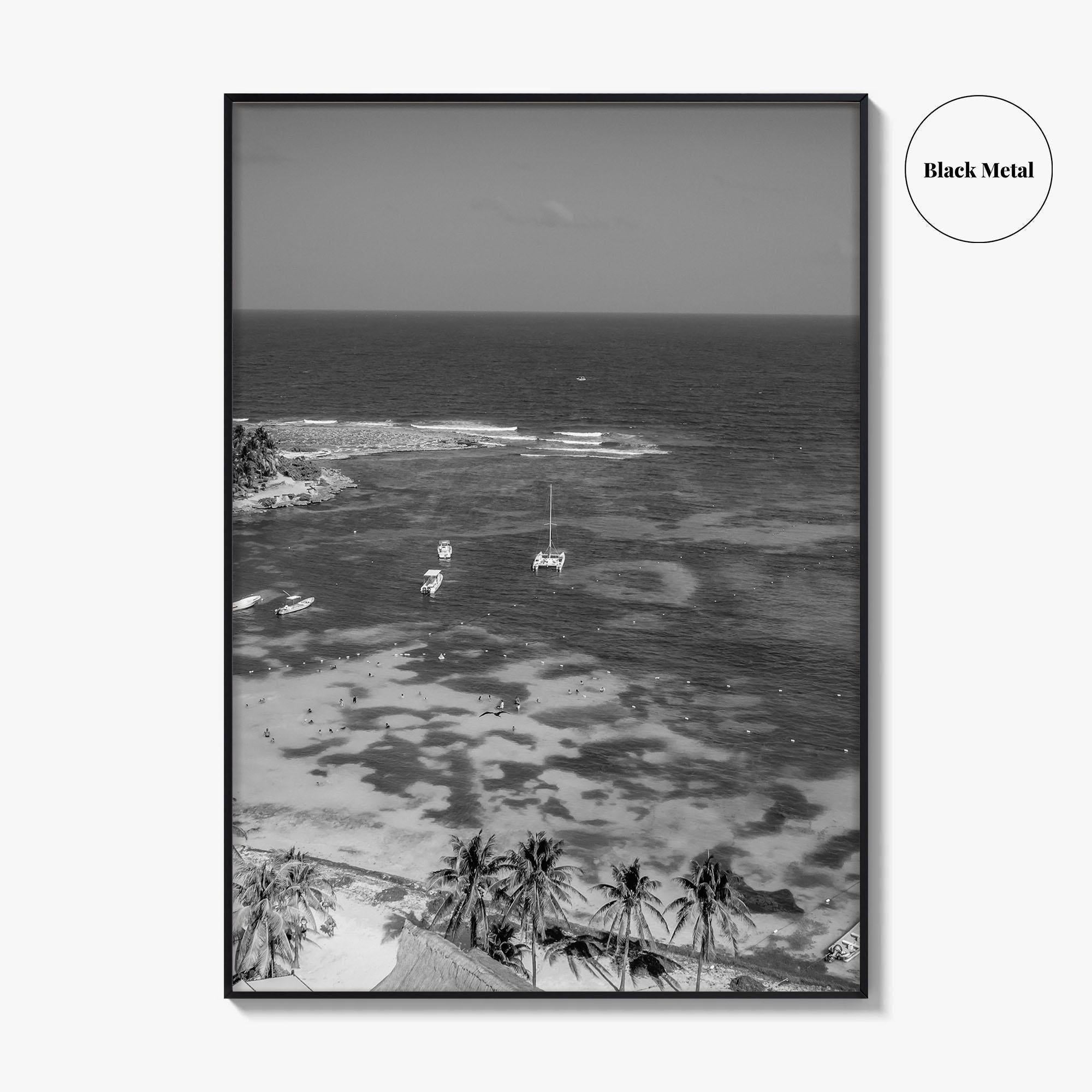 Akumal Black and White Fine Art Photo Print, Quintana Roo Riviera Maya Mexico Poster