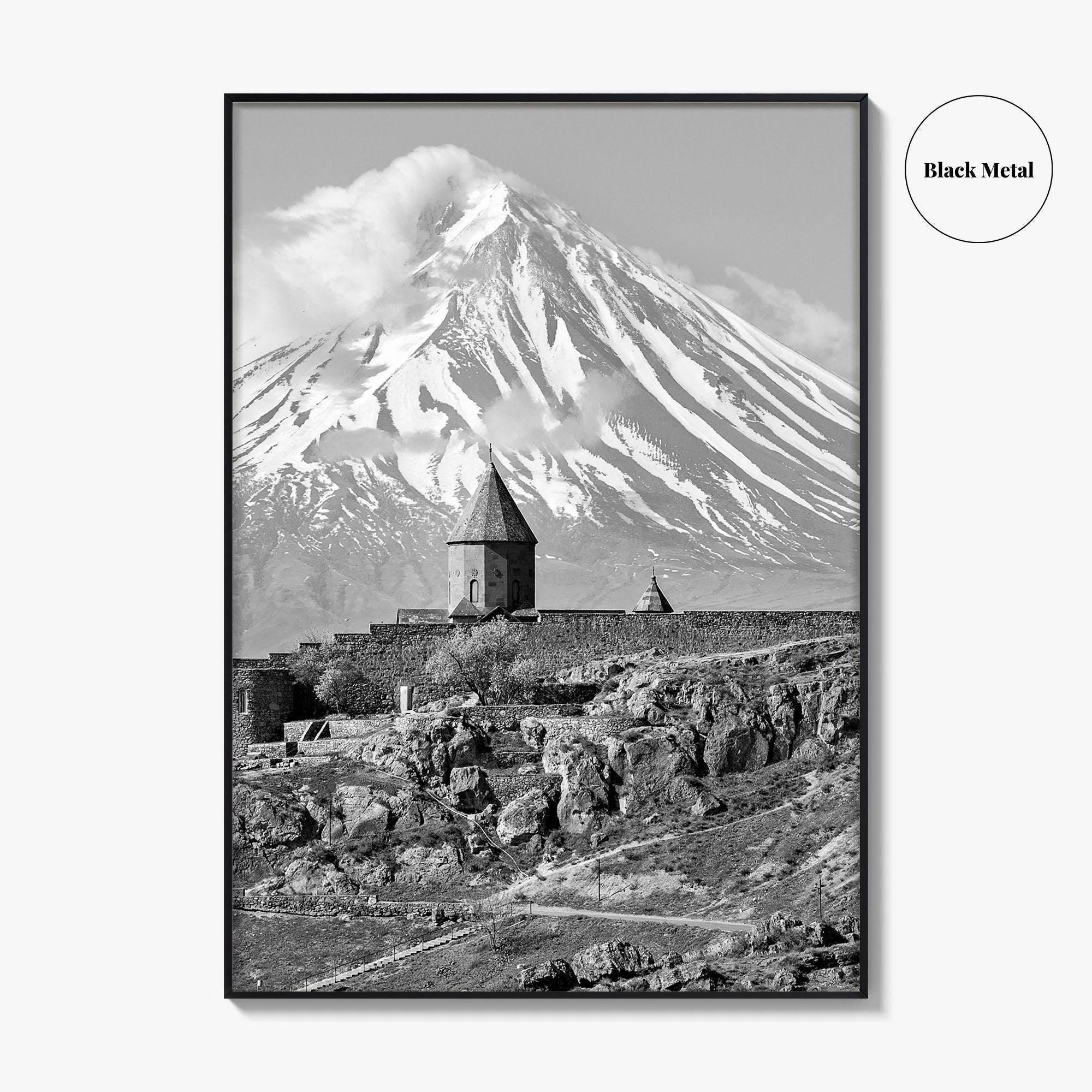 Armenia Black and White Fine Art Photo Print, Khor Virap Monastery, Mount Ararat Poster