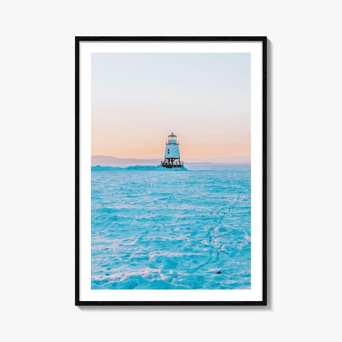 Burlington Vermont Fine Art Photo Print, Lake Champlain Breakwater, Winter, USA, Poster
