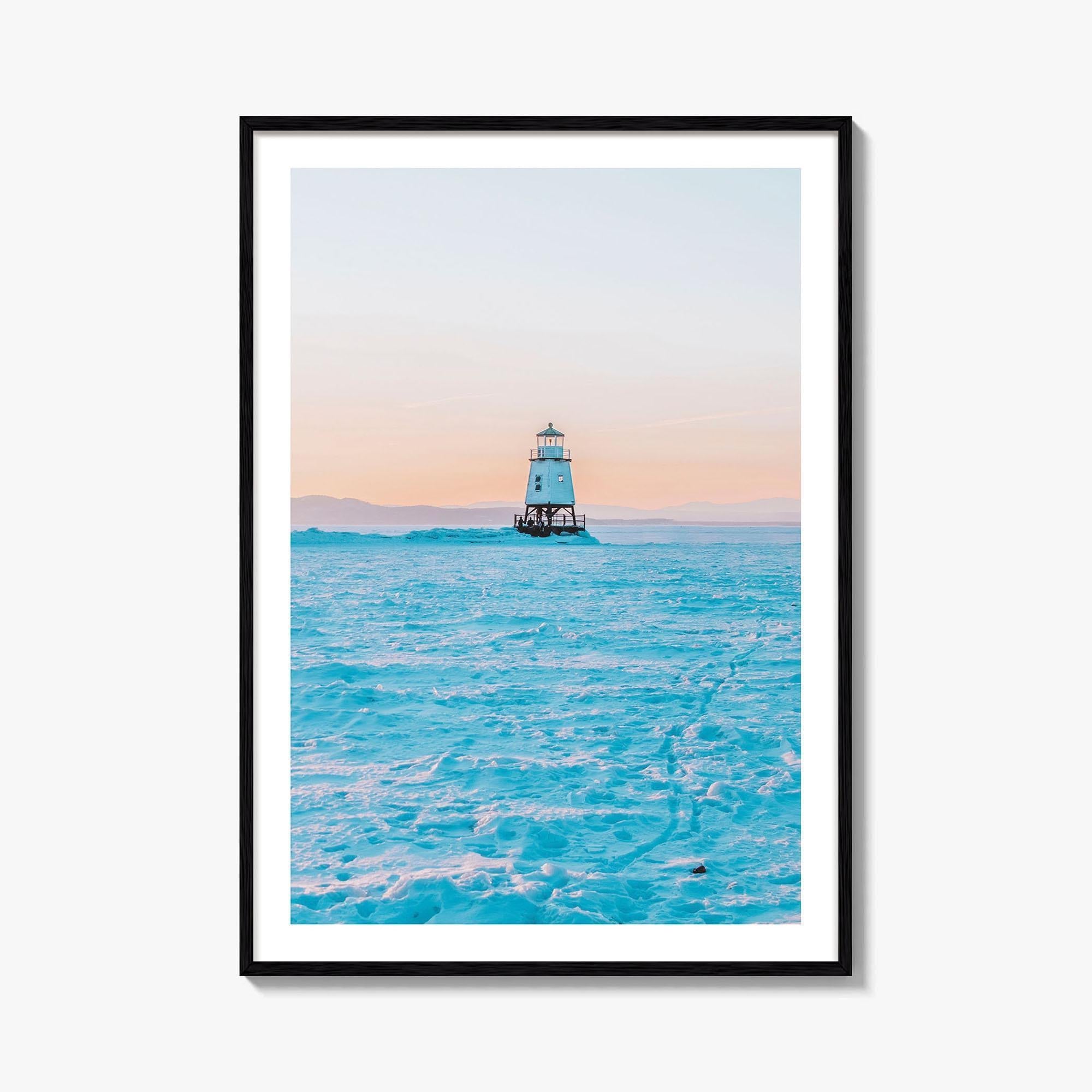 Burlington Vermont Fine Art Photo Print, Lake Champlain Breakwater, Winter, USA, Poster