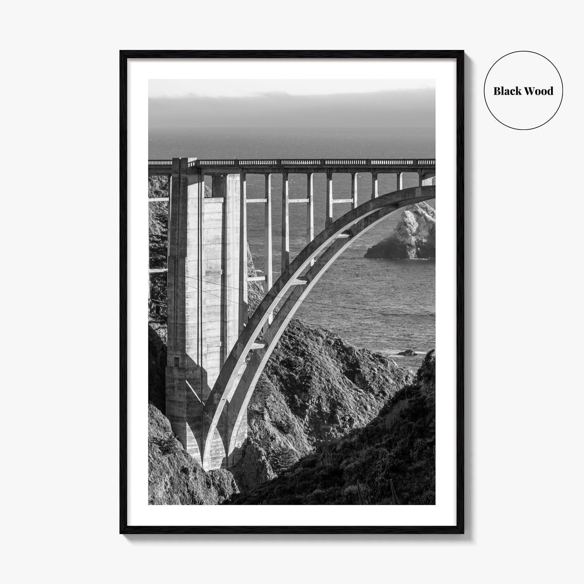 Bixby Creek Bridge Black and White Fine Art Photo Print, Big Sur, California Poster