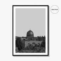 Jerusalem Skyline Black and White Fine Art Photo Print, Israel Wall Decor Poster