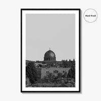 Jerusalem Skyline Black and White Fine Art Photo Print, Israel Wall Decor Poster