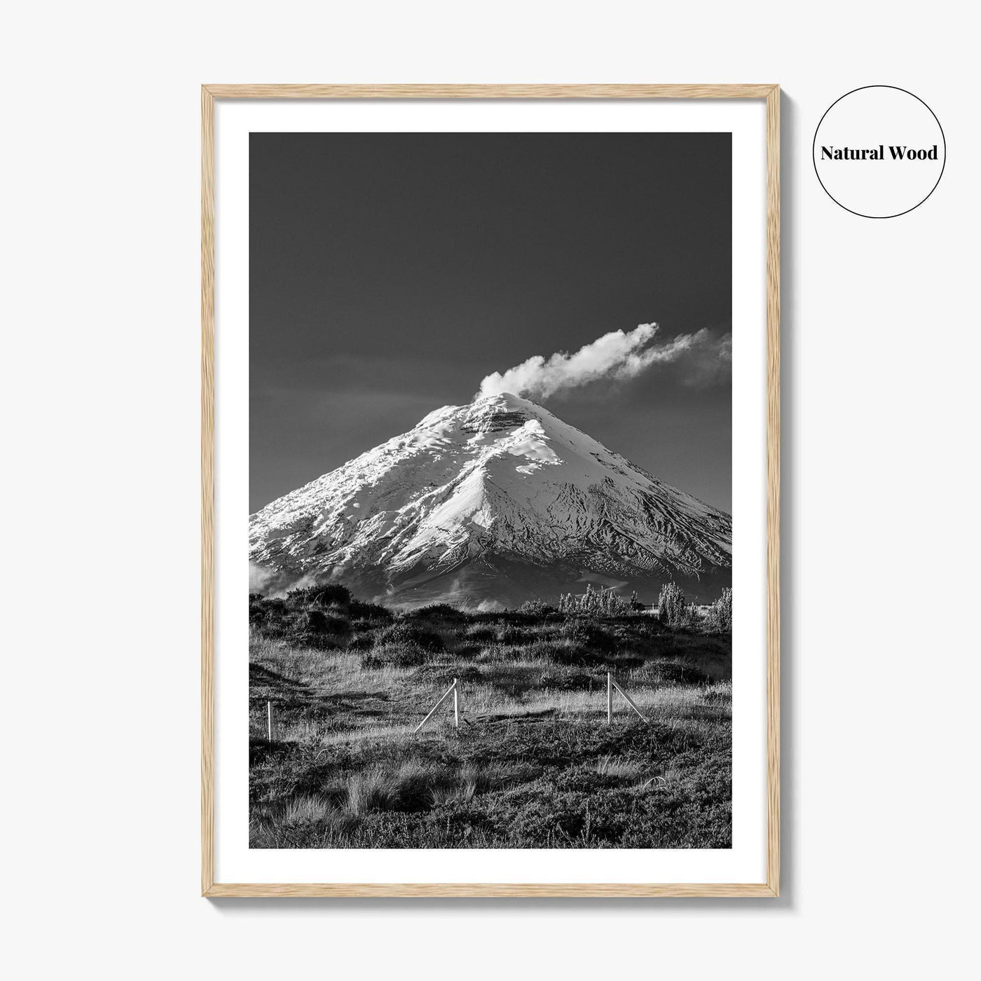 Cotopaxi Black and White Fine Art Photo Print, Volcano, Ecuador, Andes, National Park, Poster