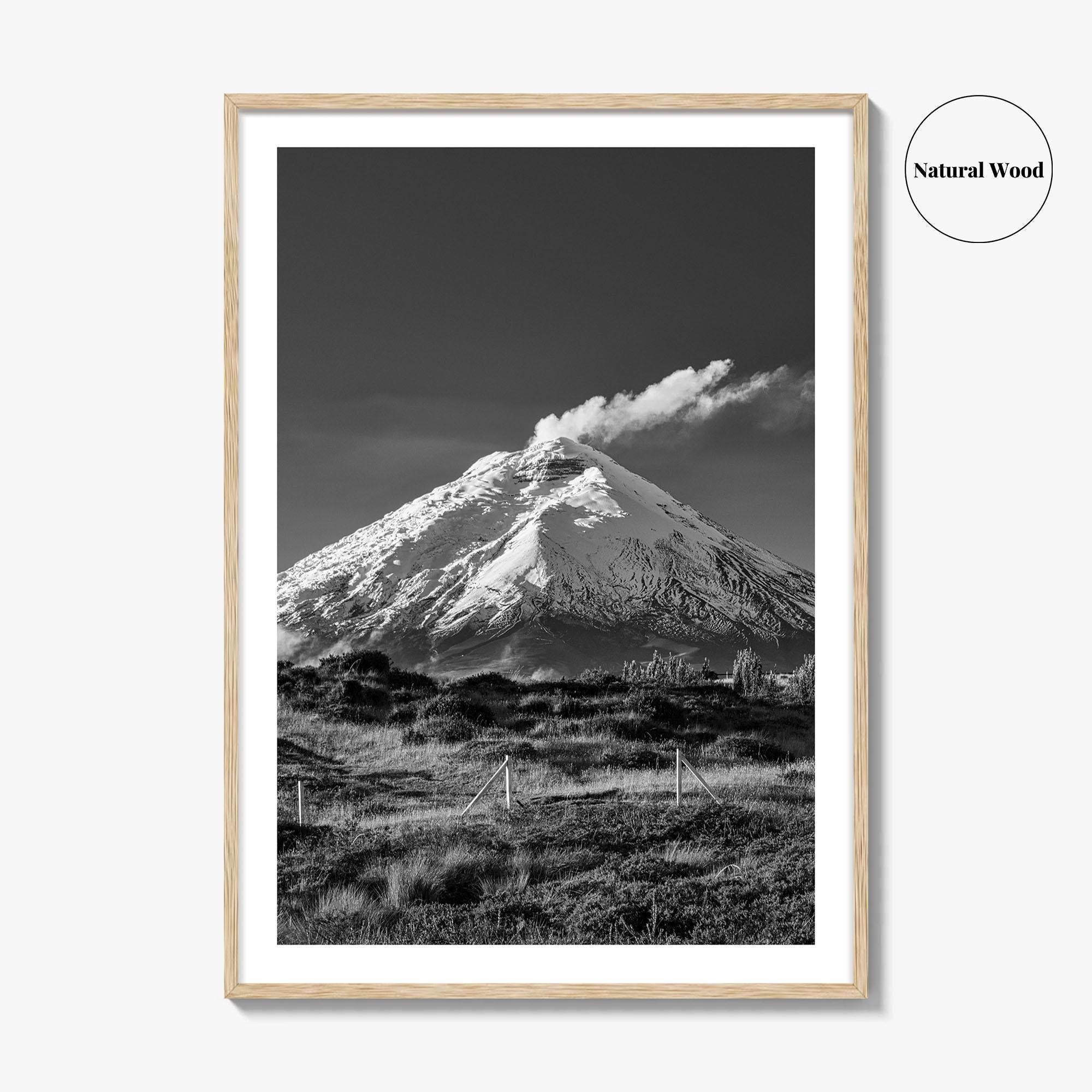 Cotopaxi Black and White Fine Art Photo Print, Volcano, Ecuador, Andes, National Park, Poster