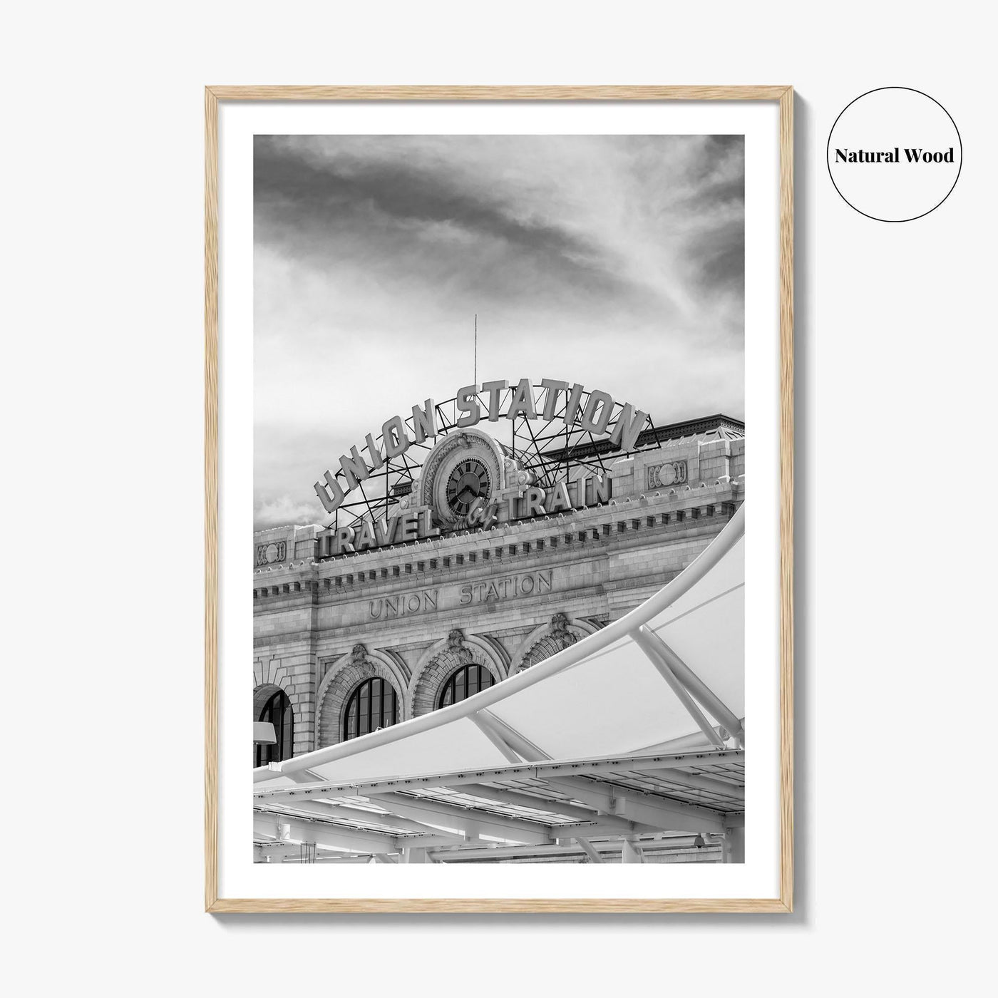 Denver Black and White Fine Art Photo Print, Union Station Colorado Poster