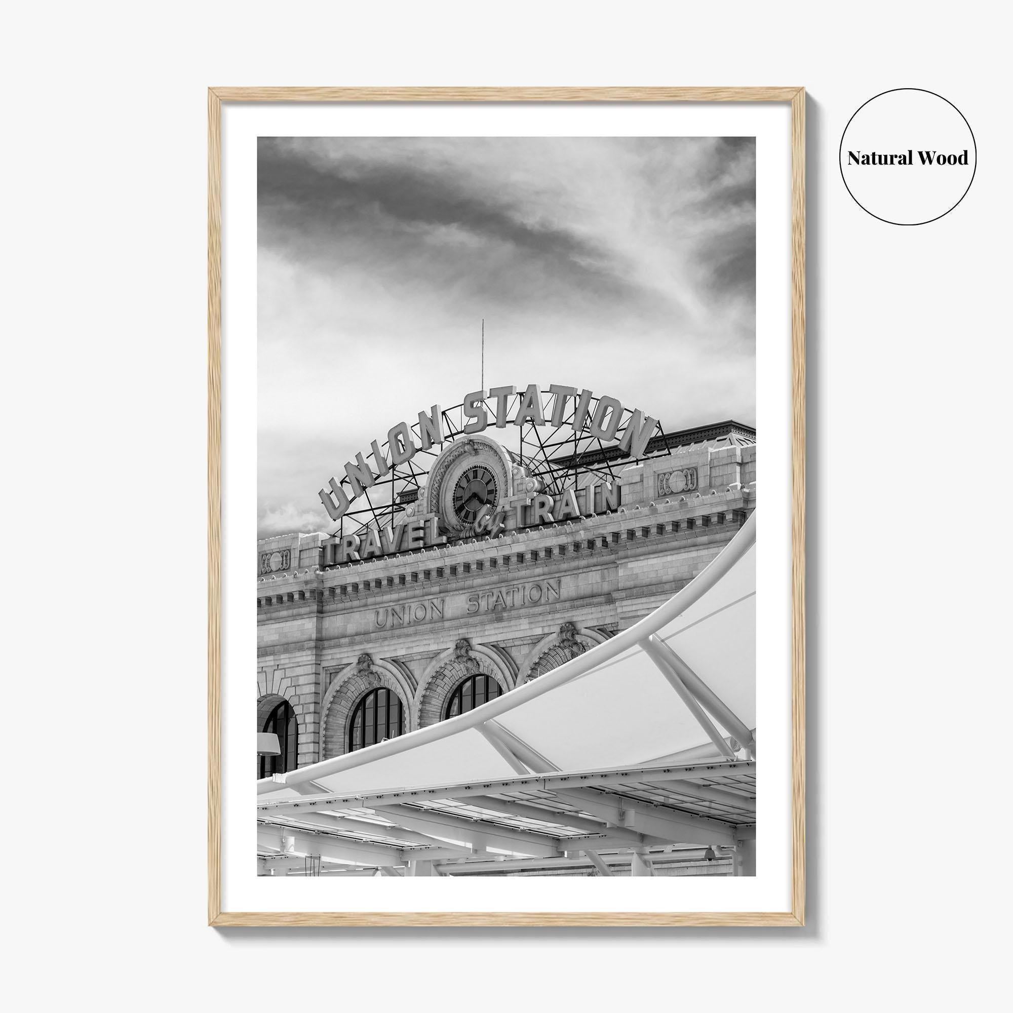 Denver Black and White Fine Art Photo Print, Union Station Colorado Poster