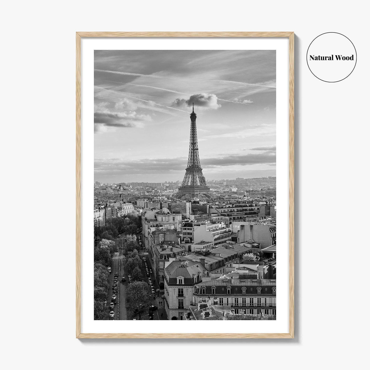 Paris Skyline Black and White Fine Art Photo Print, Eiffel Tower, France Poster