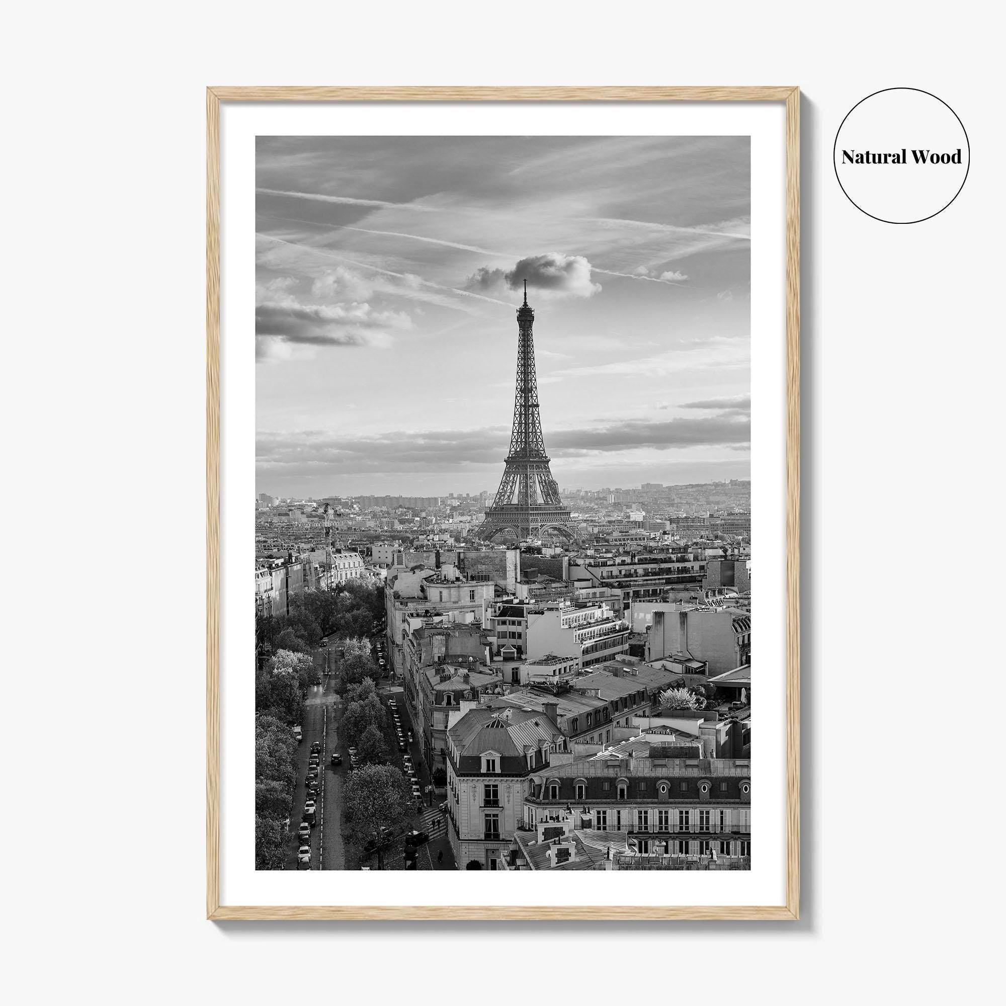 Paris Skyline Black and White Fine Art Photo Print, Eiffel Tower, France Poster