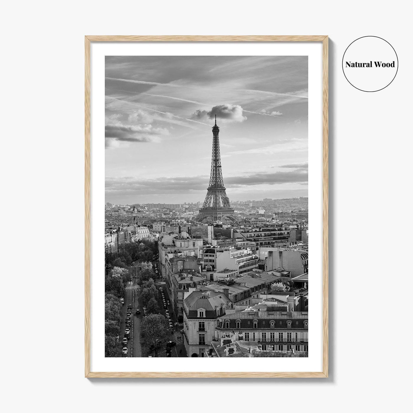 Paris Skyline Black and White Fine Art Photo Print, Eiffel Tower, France Poster