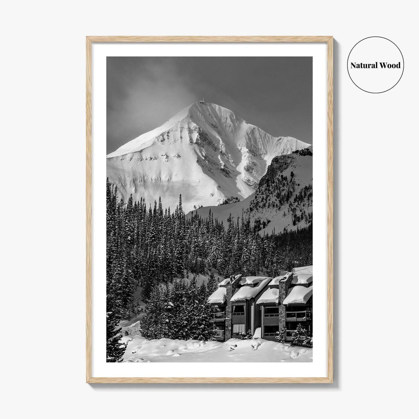 Big Sky Black and White Fine Art Photo Print, Montana USA Poster, Ski Resort