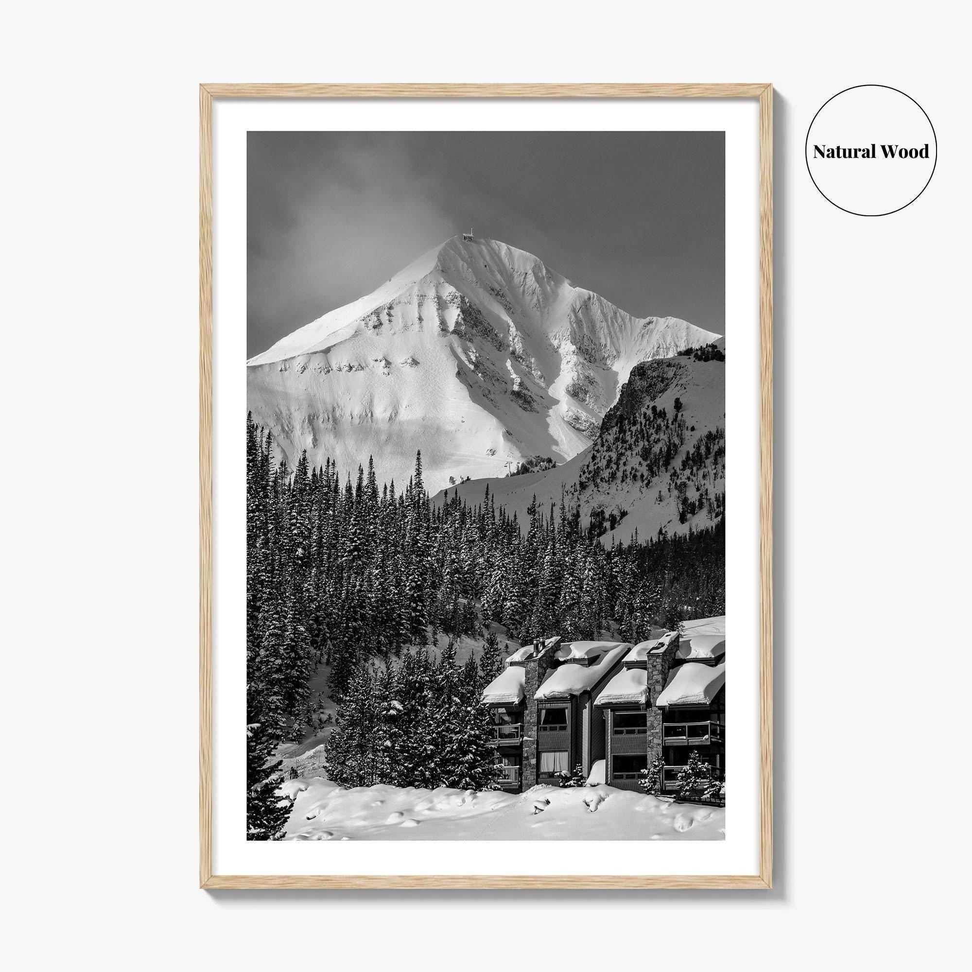 Big Sky Black and White Fine Art Photo Print, Montana USA Poster, Ski Resort