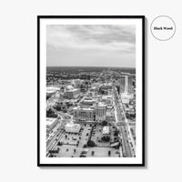 South Bend Skyline Black and White Fine Art Photo Print, Indiana Downtown Wall Poster
