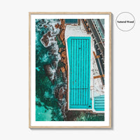 Bondi Beach Fine Art Photo Print, Icebergs Rockpool, Aerial Drone, Sydney NSW Australia Poster