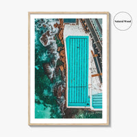 Bondi Beach Fine Art Photo Print, Icebergs Rockpool, Aerial Drone, Sydney NSW Australia Poster