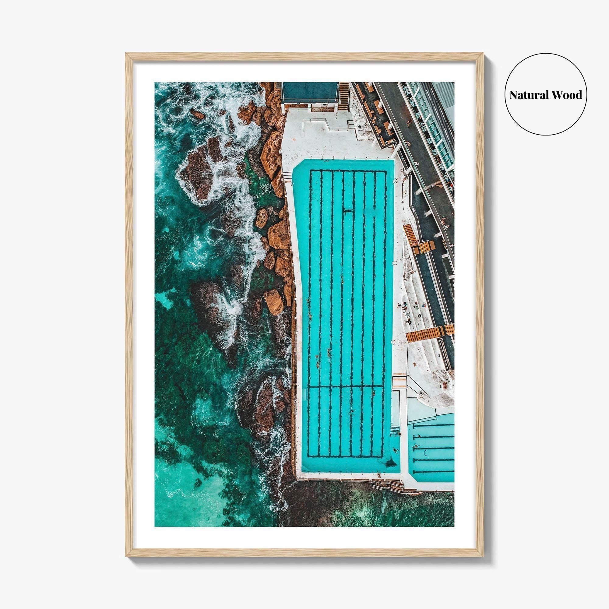 Bondi Beach Fine Art Photo Print, Icebergs Rockpool, Aerial Drone, Sydney NSW Australia Poster