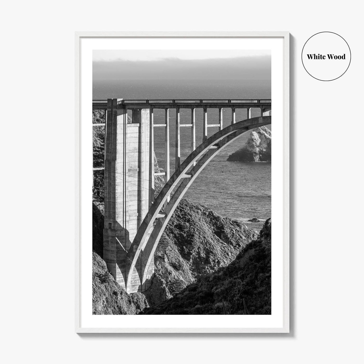 Bixby Creek Bridge Black and White Fine Art Photo Print, Big Sur, California Poster