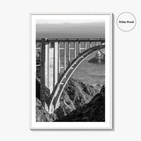 Bixby Creek Bridge Black and White Fine Art Photo Print, Big Sur, California Poster